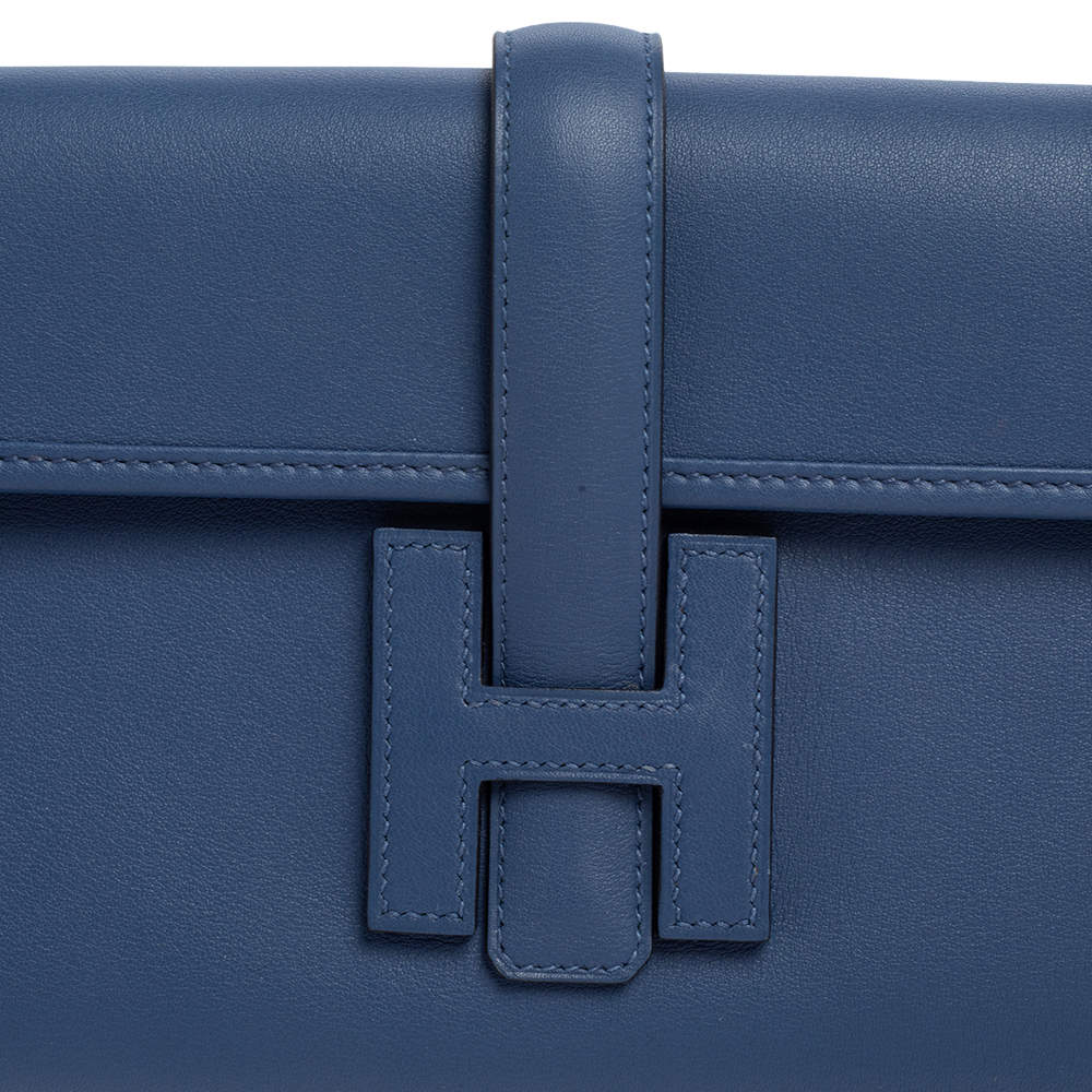 Hermès Bleu Agate Evercolor Leather Elan Jige 29 Clutch Hermes
