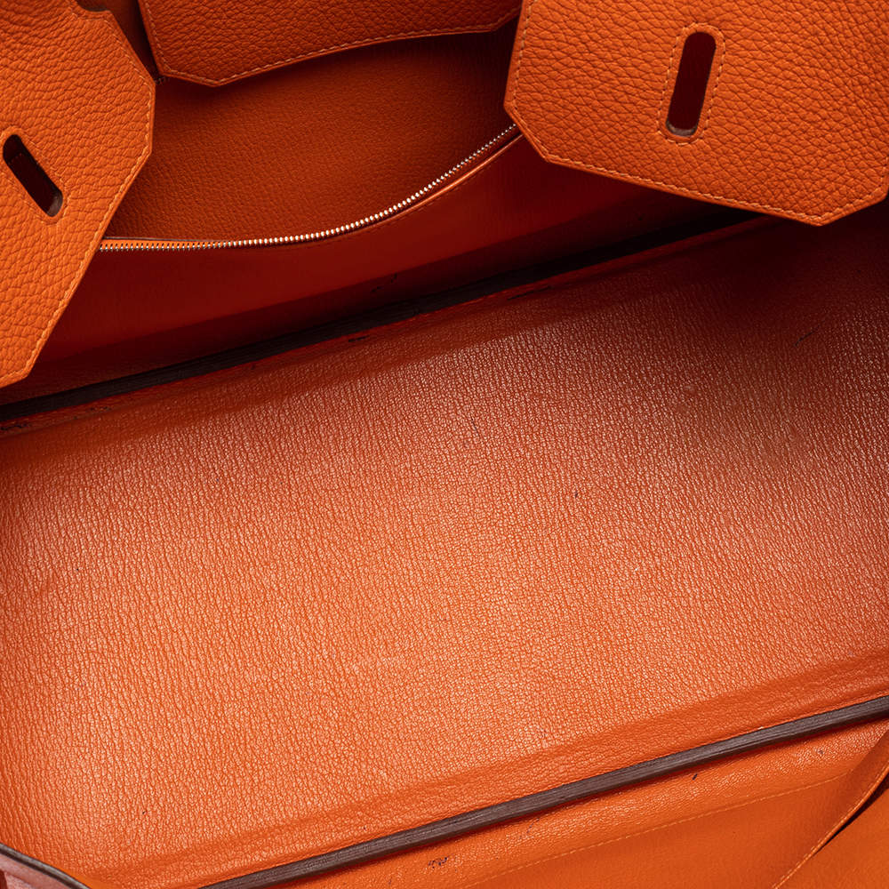 HERMÈS Shoulder Potamus Birkin in Orange and Black Box calfskin and Toile H  with Palladium hardware-Ginza Xiaoma – Authentic Hermès Boutique