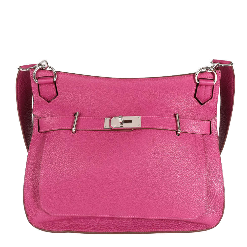 Pre Owned Hermes Tosca/Pink Clemence Leather Jypsiere 34 Bag
