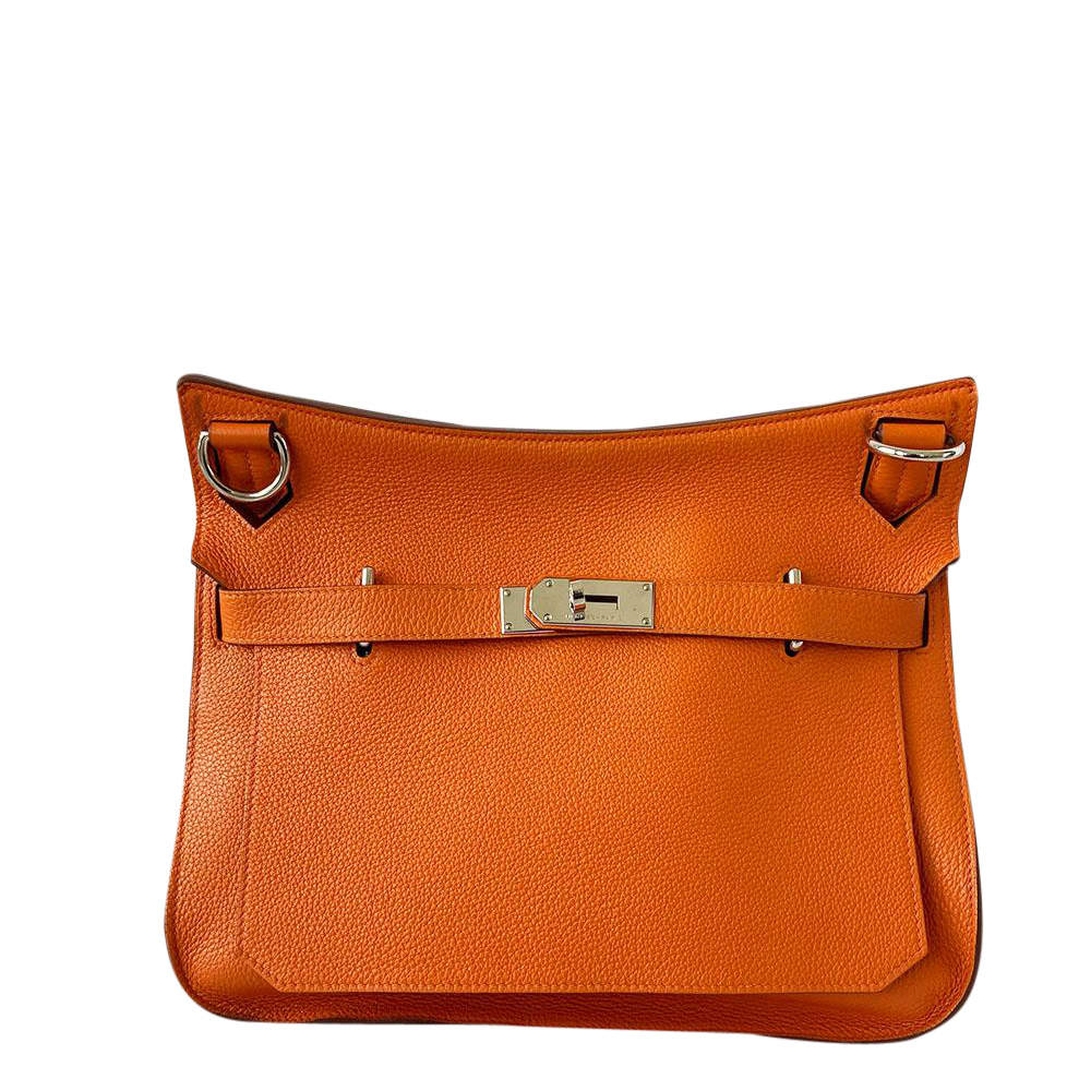 Hermes Orange Taurillon Clemence Leather Gold-plated Palladium Jypsiere 28 Bag