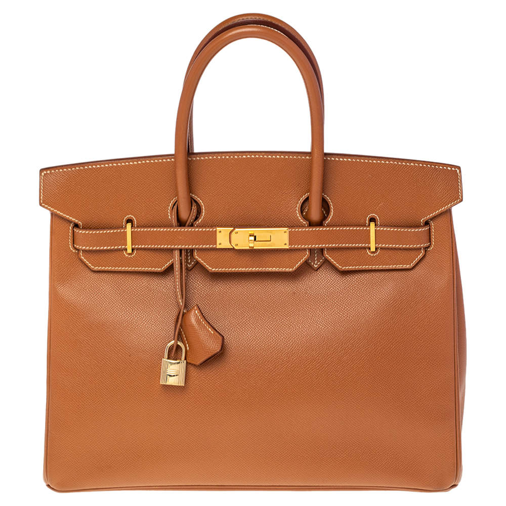 Hermes Gold Courchevel Leather Gold Hardware Birkin 35 Bag