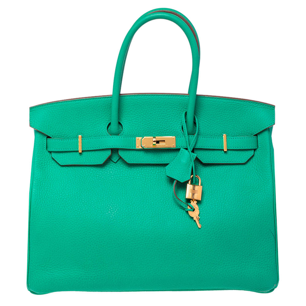 Hermes Bambou Taurillon Clemence Leather Gold Hardware Birkin 35 Bag
