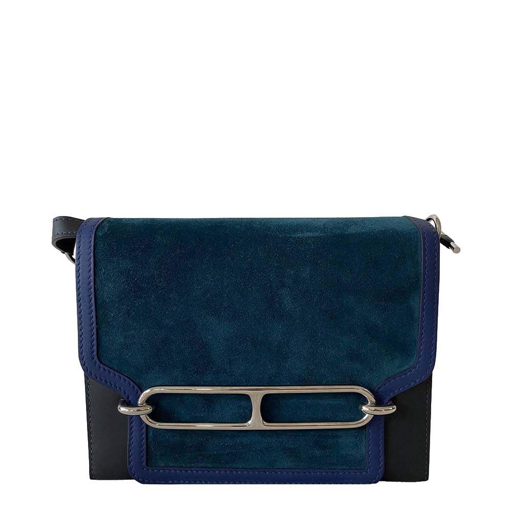 Hermes Blue Leather Doblis Sac Roulis 23 Shoulder Bag
