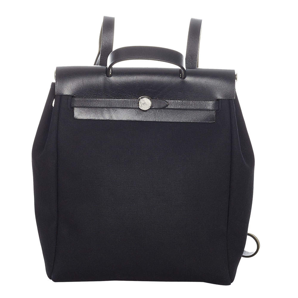 Hermes Black Canvas Fabric Herbag PM Backpack