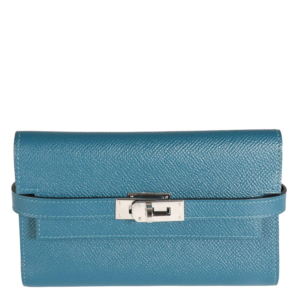 Hermes Blue Epsom Leather Kelly Wallet (2016)