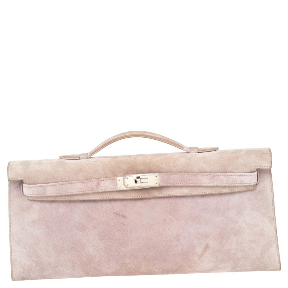 Hermes Glycine Veau Doblis Palladium Finish Kelly Longue Clutch 34