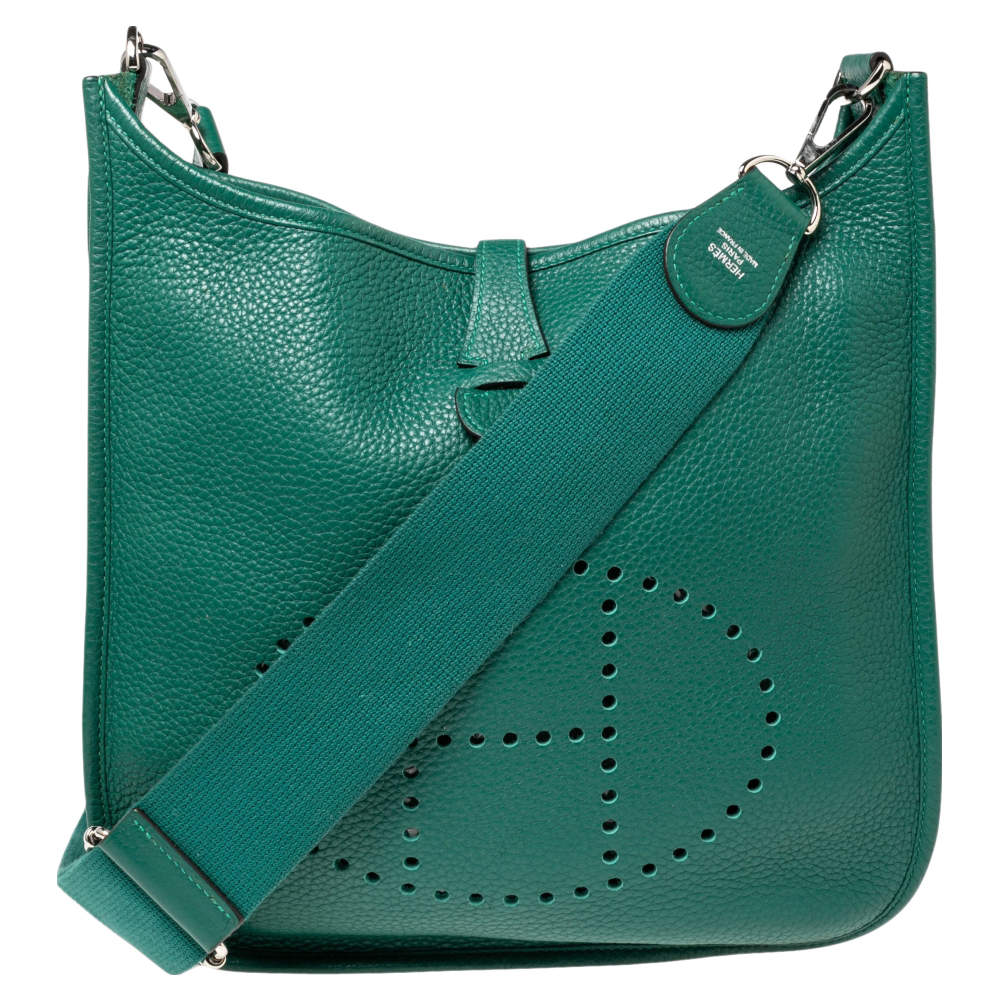 Hermes Menthe Clemence Leather Evelyne III PM Bag