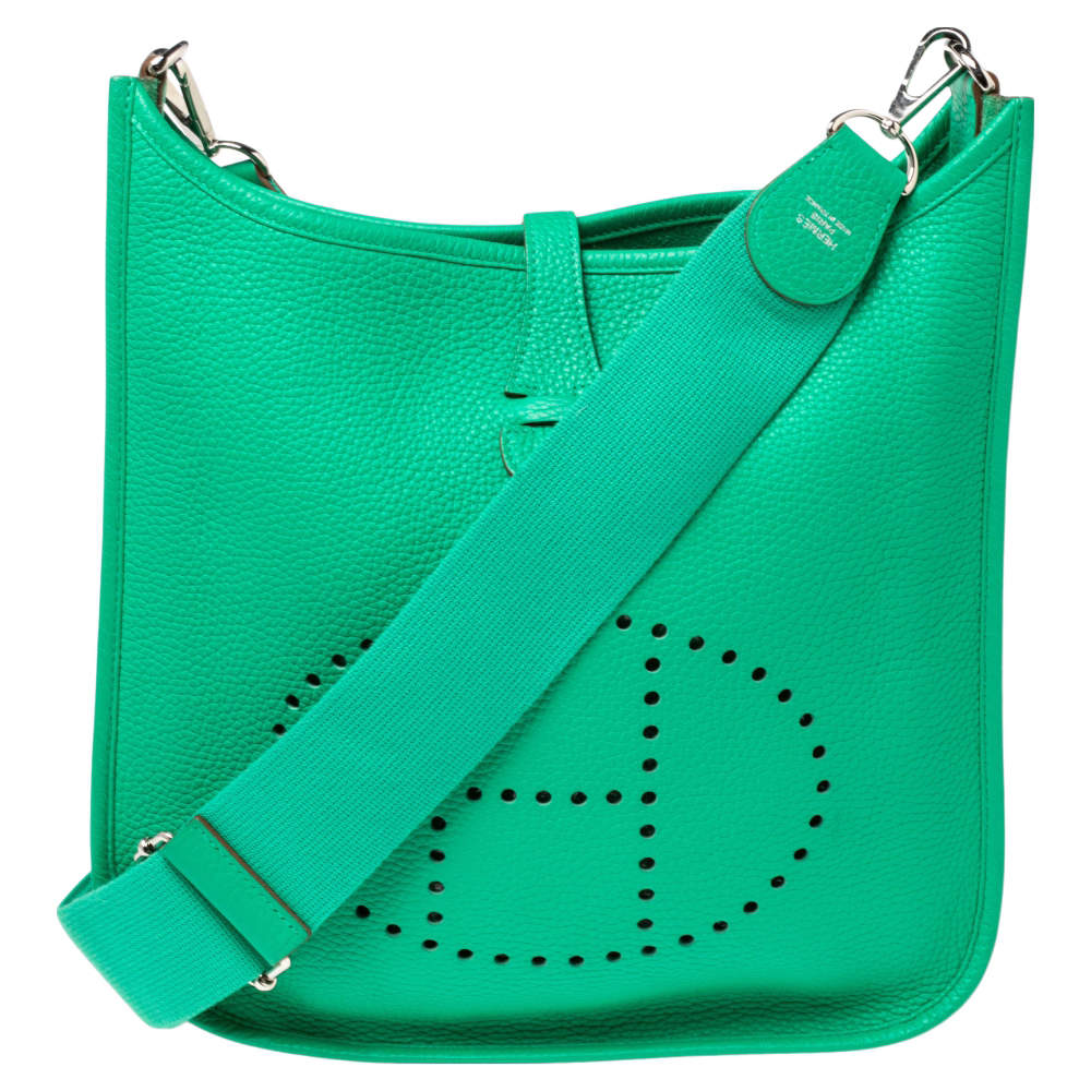 Pre Owned Hermes Bamboo Clemence Leather Evelyne III PM Bag