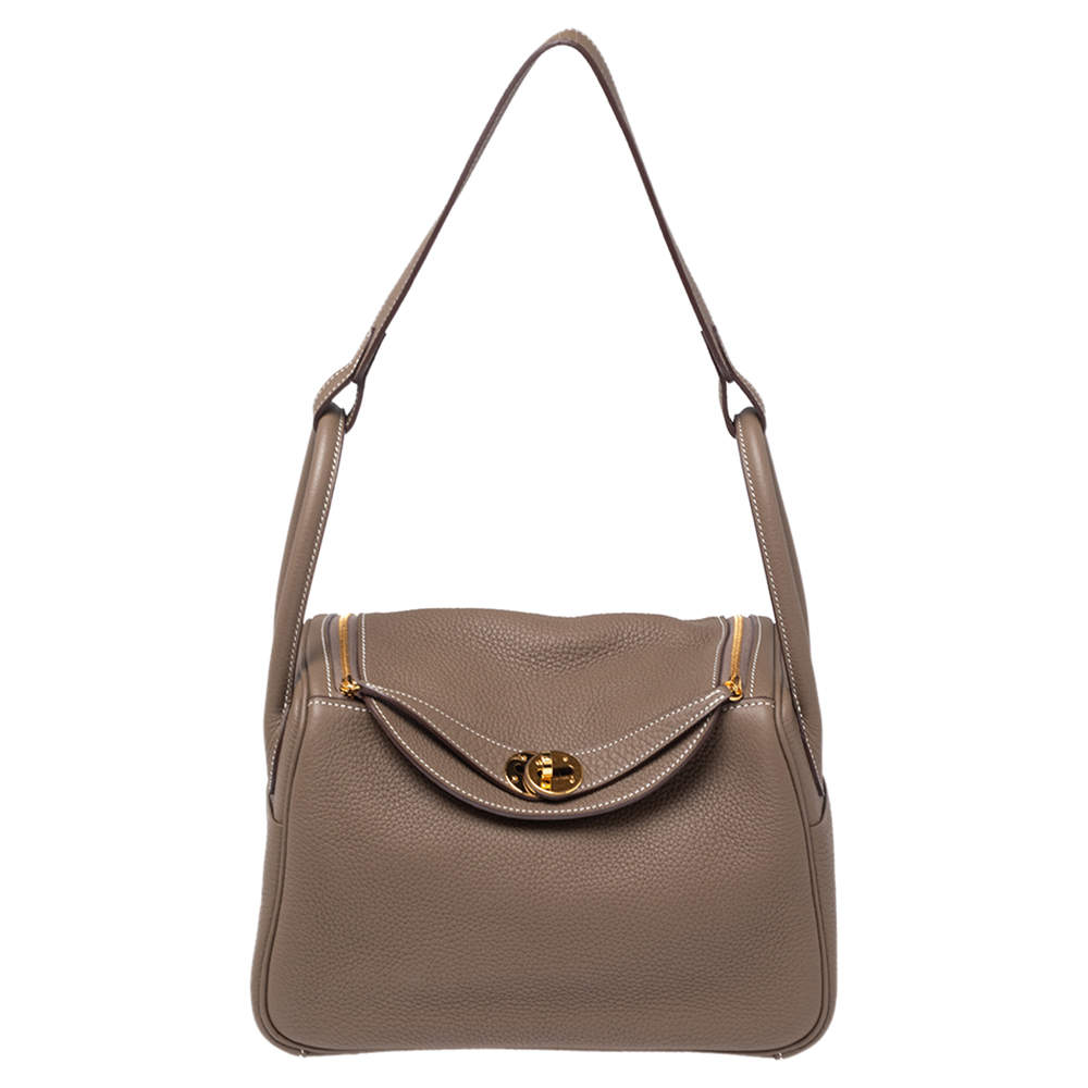 Hermes Taurillon Clemence Mini Lindy 20 Etoupe