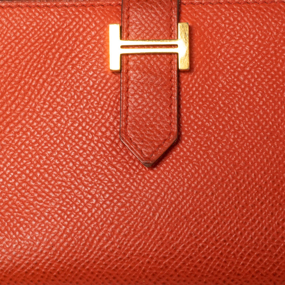 Hermes Feu Epsom Leather Bearn Tri-Fold Wallet Hermes