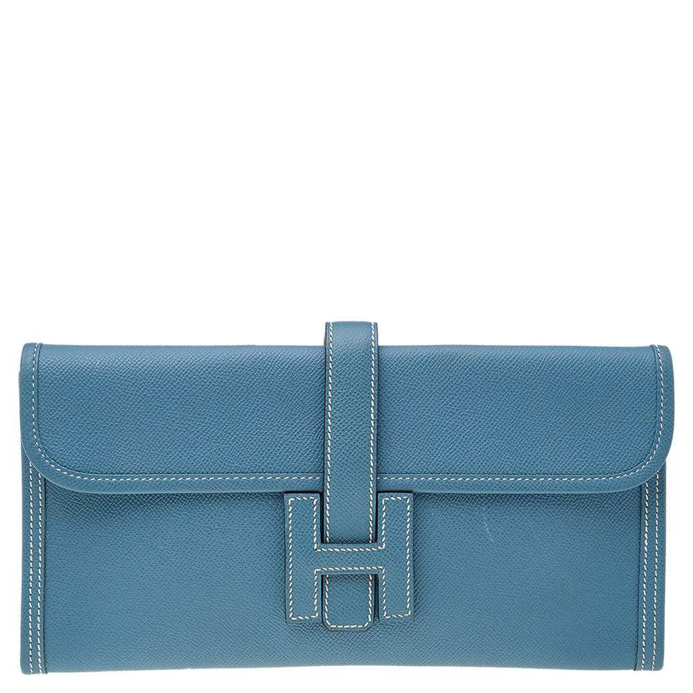 مملوكة مسبقًا Hermés Bleu Jean Epsom Leather Elan Jige 29 Clutch