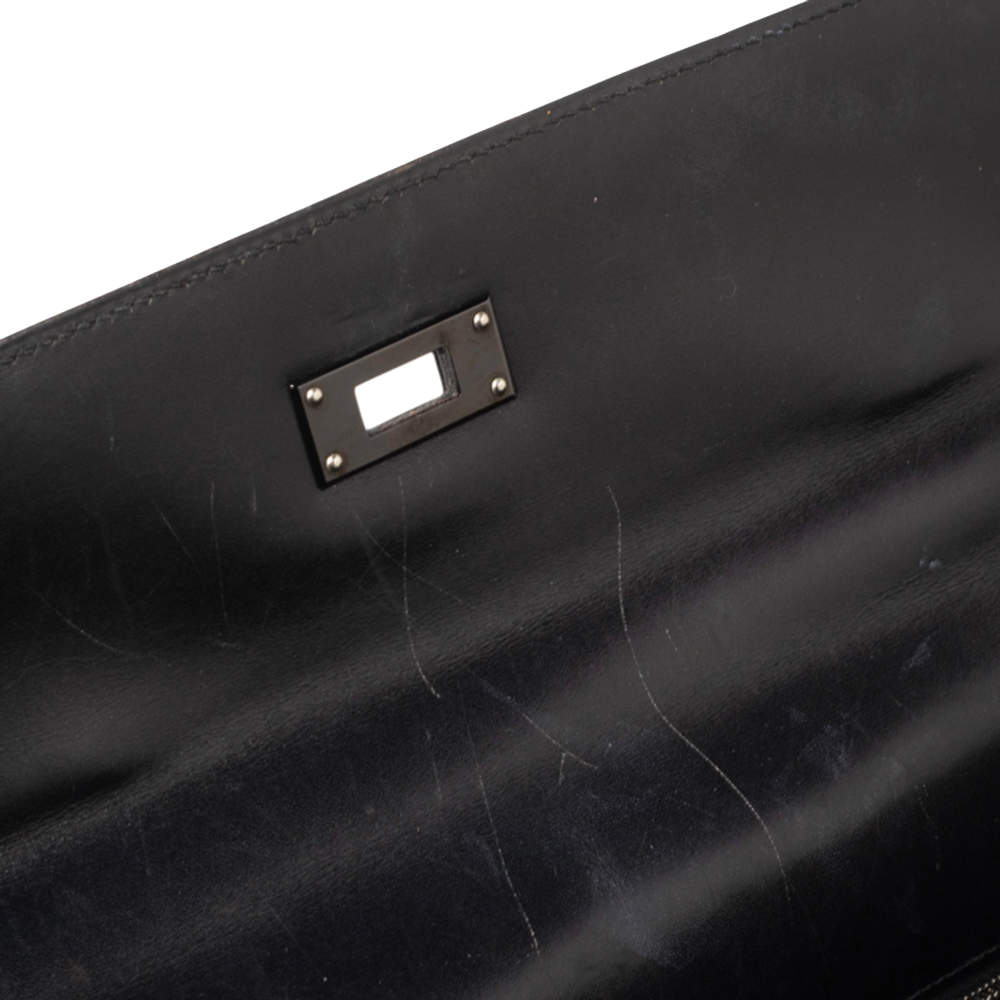 Hermès Black, Neutrals Toile & Box Kelly Retourne 35 35cm 