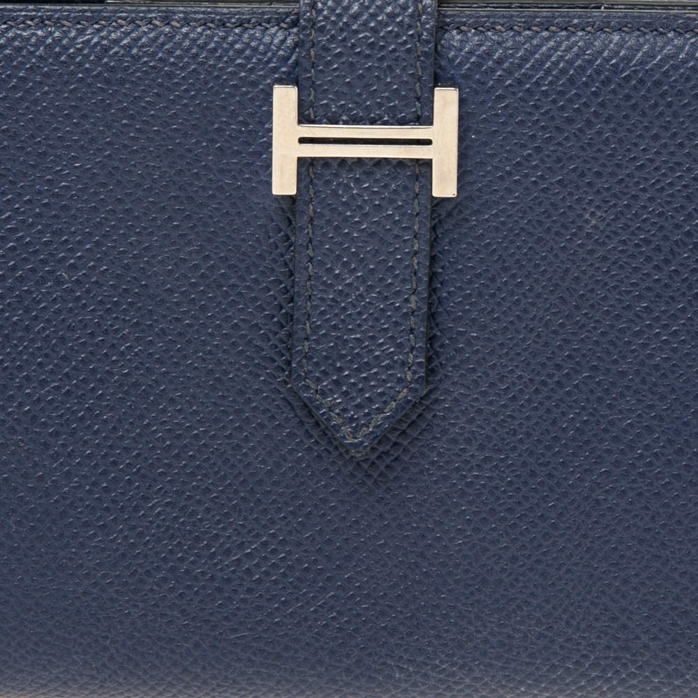 Hermes Bi-Color Blue Paradise/Blue Saphir Epsom Leather Bearn Gusset Wallet  - Yoogi's Closet