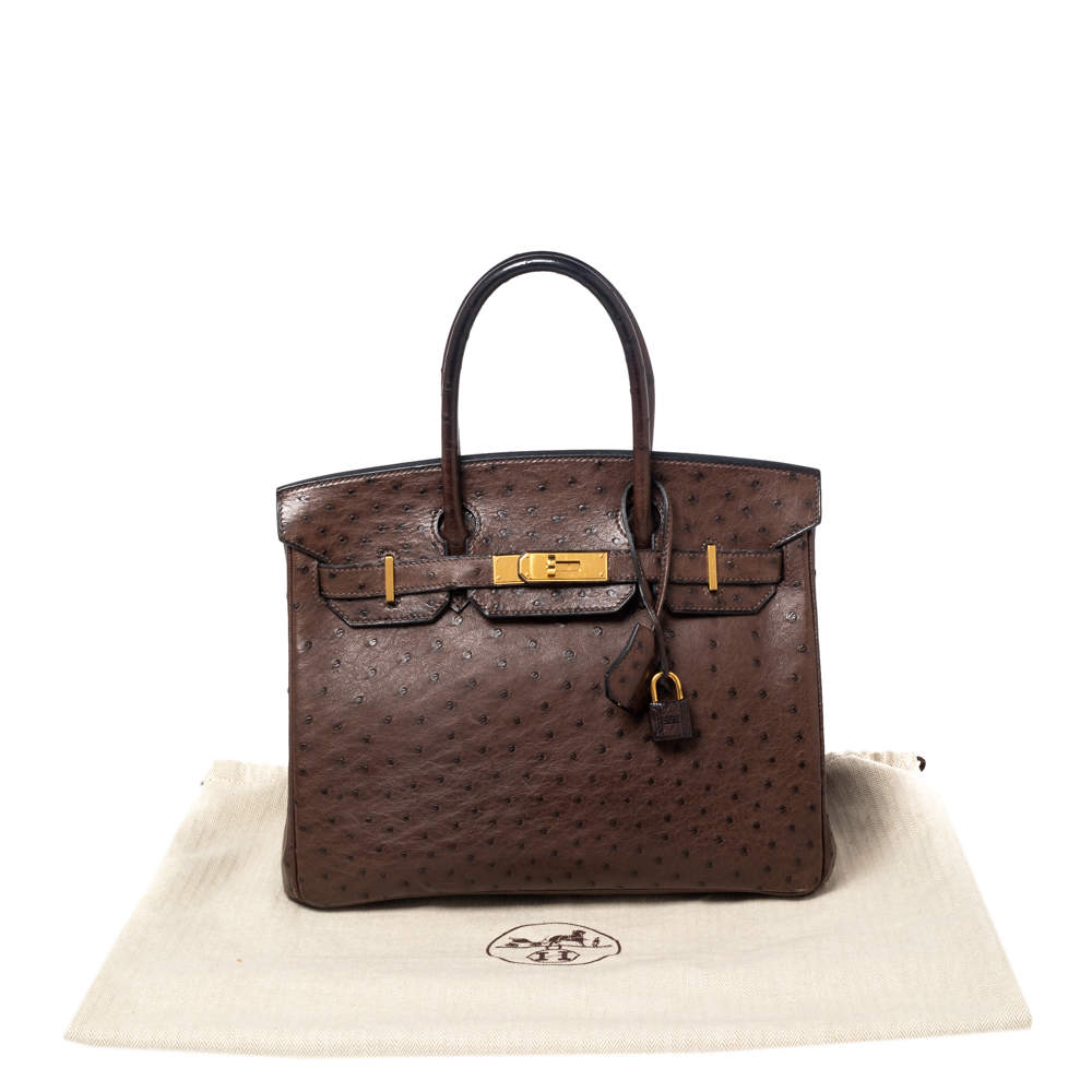 HERMES Ostrich Birkin 30 Chocolate 1012052