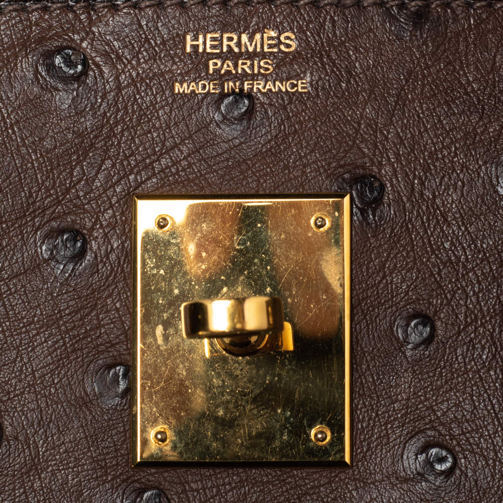 HERMES Ostrich Birkin 30 Chocolate 1285695