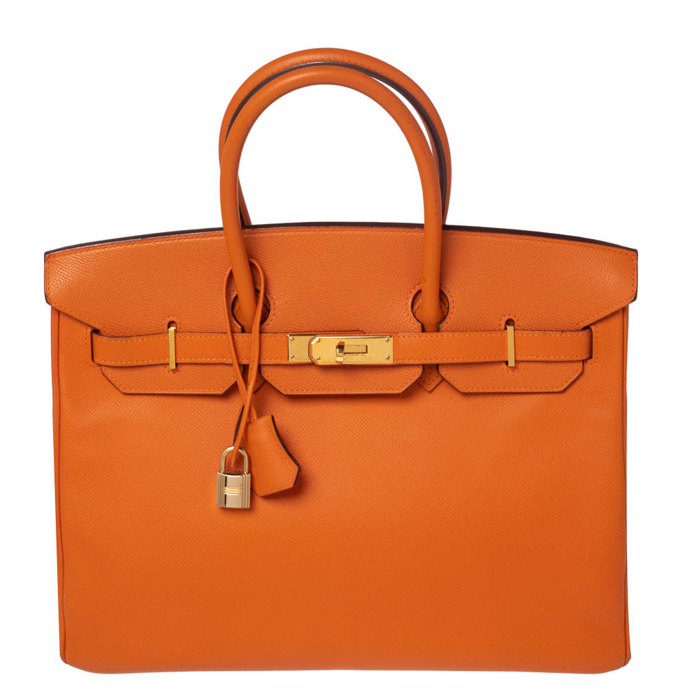 Hermès Orange Epsom Leather Gold Finished Birkin 35 Bag