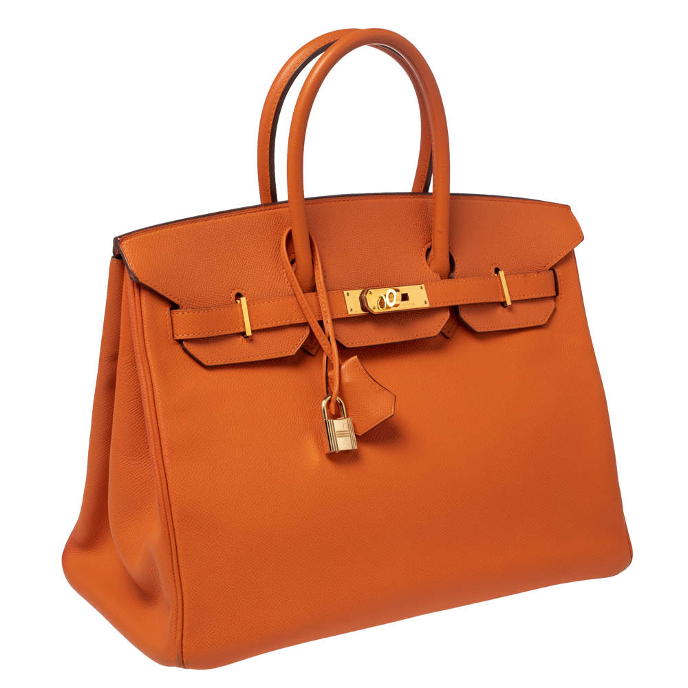 Hermes 35 cm Orange Birkin, Epsom with GHW. TDF!!  Women's bags by shape,  Purses, Hermes bag birkin