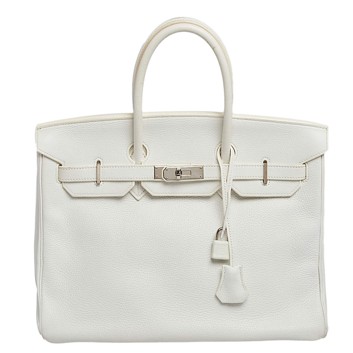 Hermes Blanc Togo Leather Palladium Plated Birkin 35 Bag