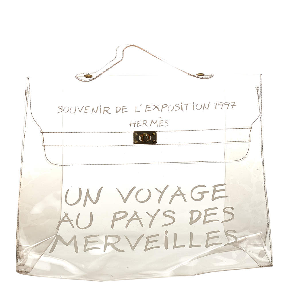 Pre Owned Hermes White Vinyl Kelly Tote Bag