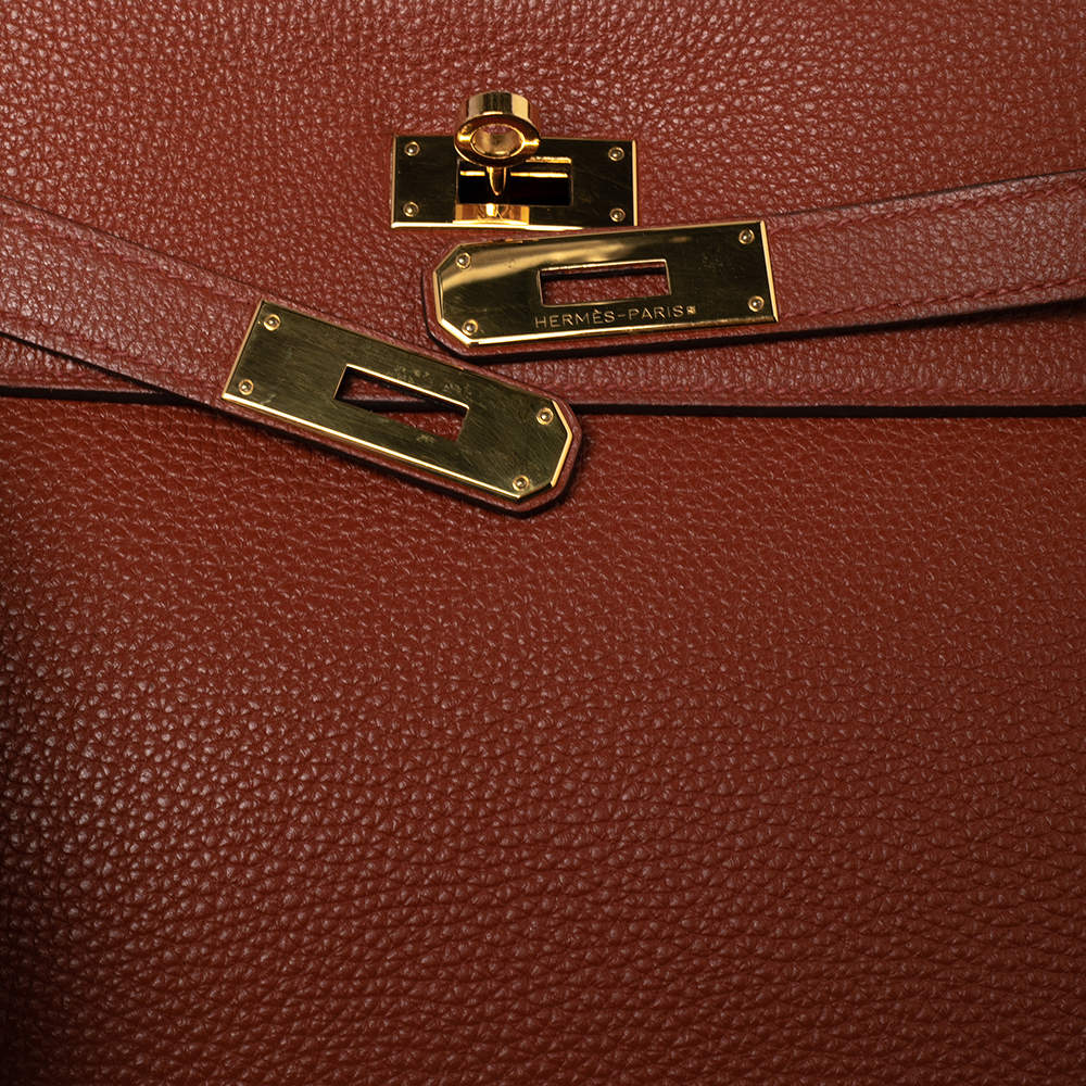 Hermes Brique Togo Leather Gold Plated Kelly Retourne 32 Bag Hermes