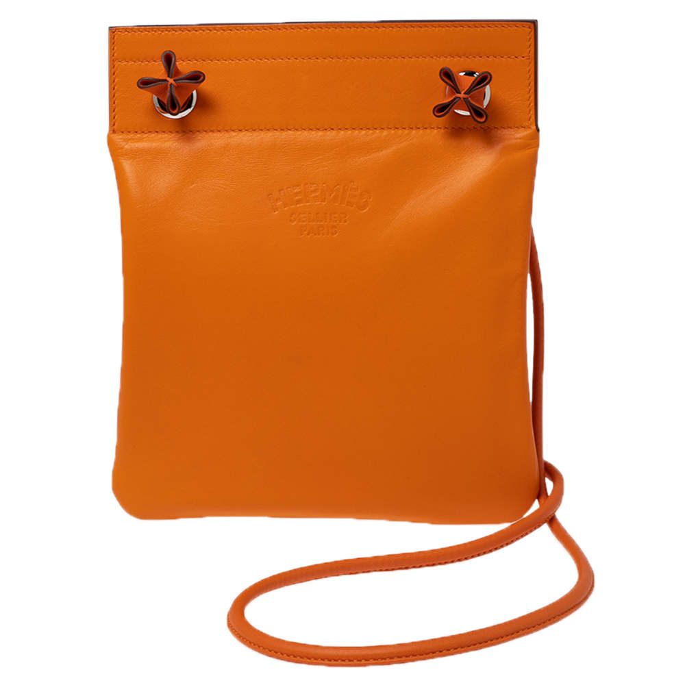 Auth HERMES Aline Mini Crossbody Shoulder Bag Orange Leather - e54992a