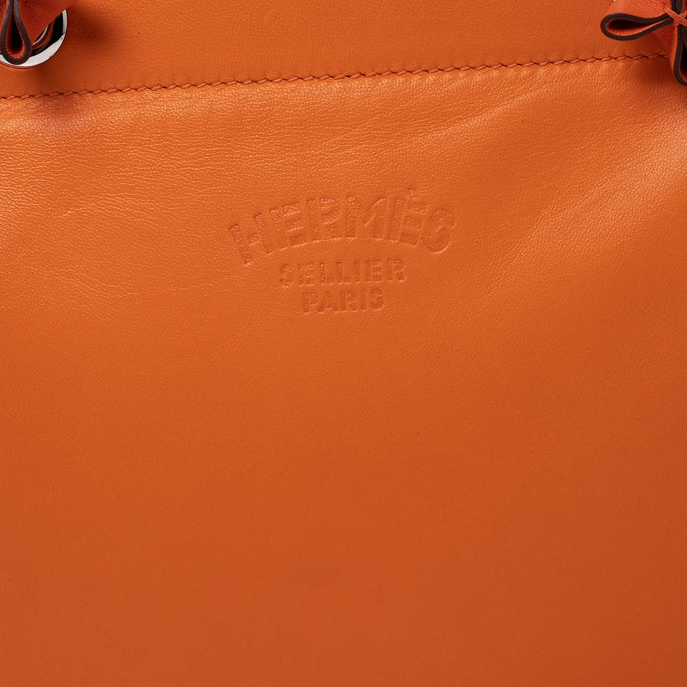 Auth HERMES Aline Mini Crossbody Shoulder Bag Orange Leather