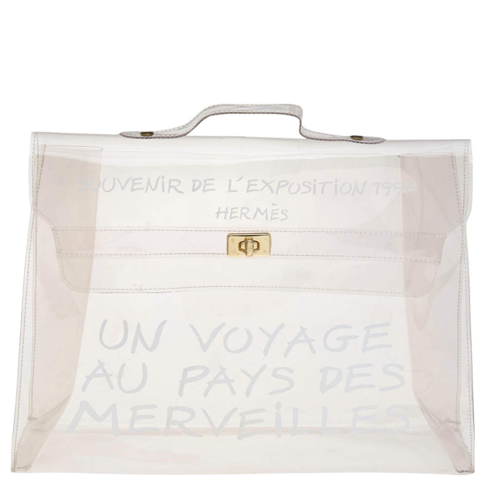 Hermes Clear Vinyl Vintage Souvenir Kelly Bag