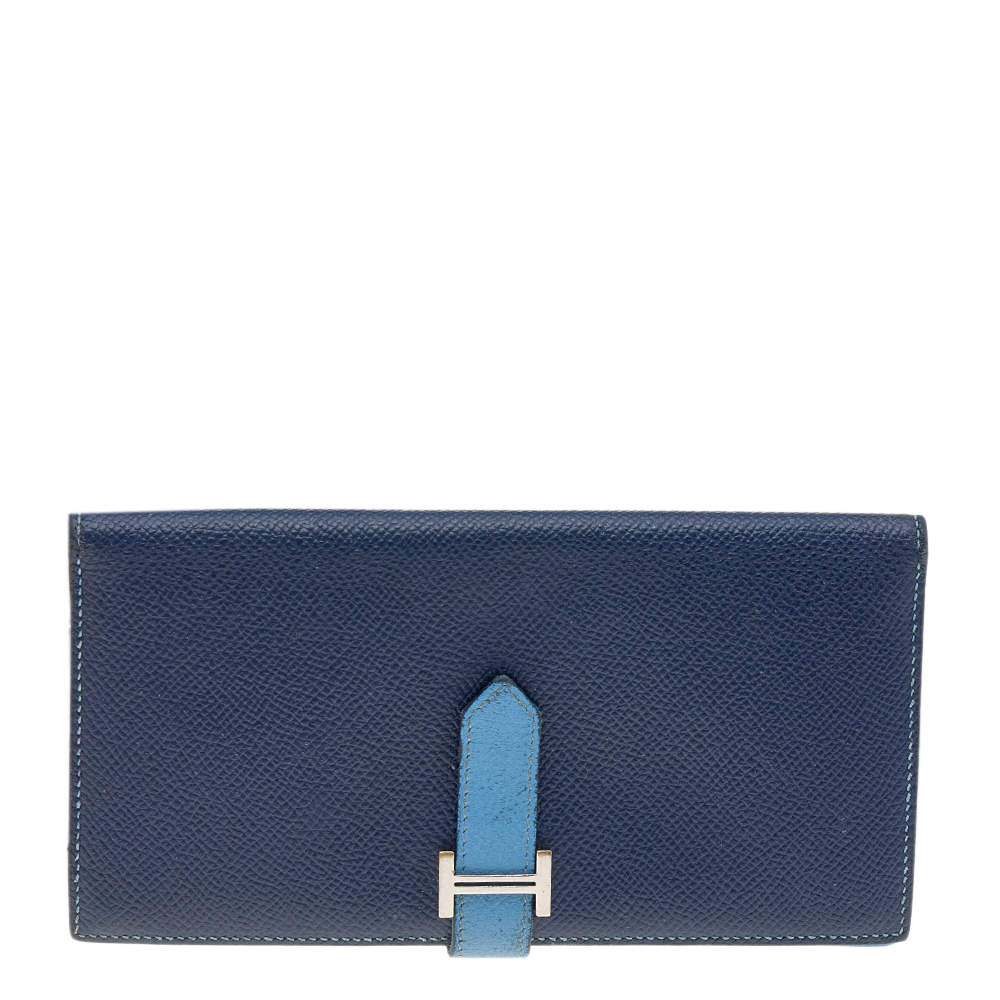 Pre Owned Hermés Blue Saphir Epsom Leather Bearn Gusset Wallet
