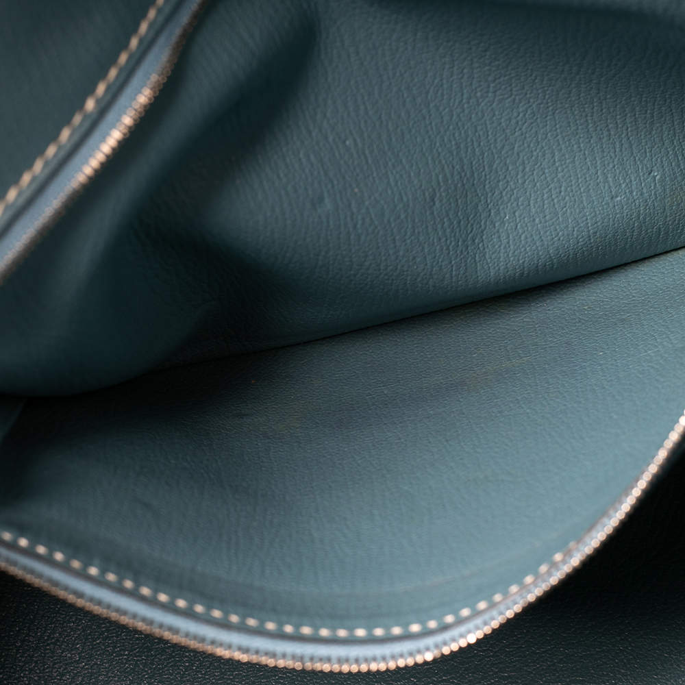 HERMES BIRKIN 35 Fjord leather Blue jean □H Engraving Hand bag