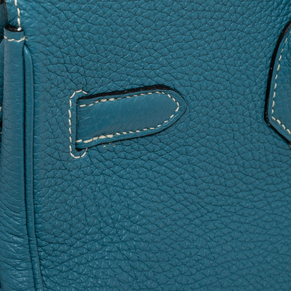 HERMES BIRKIN 35 Fjord leather Blue jean □H Engraving Hand bag