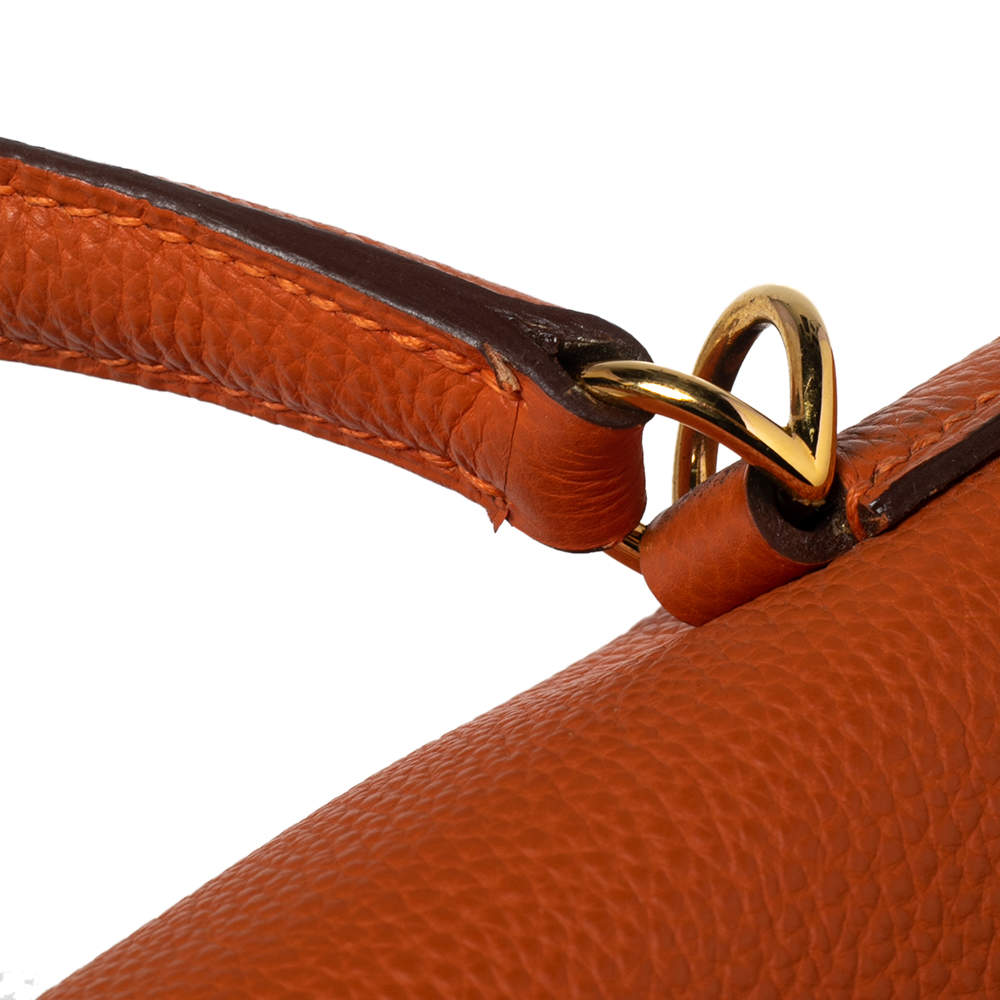 Hermès Orange Togo Leather Gold Finish Kelly Retourne 35 Bag