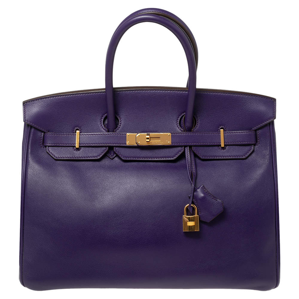 Hermès Ultraviolet Swift Leather Gold Plated Birkin 35 Bag