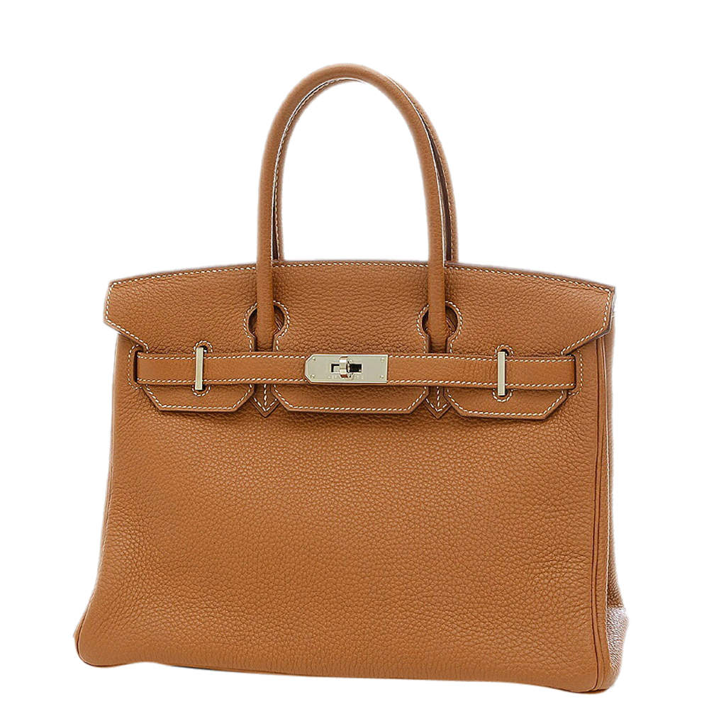 Hermes Gold Togo Leather Palladium Hardware Birkin 30 Bag 