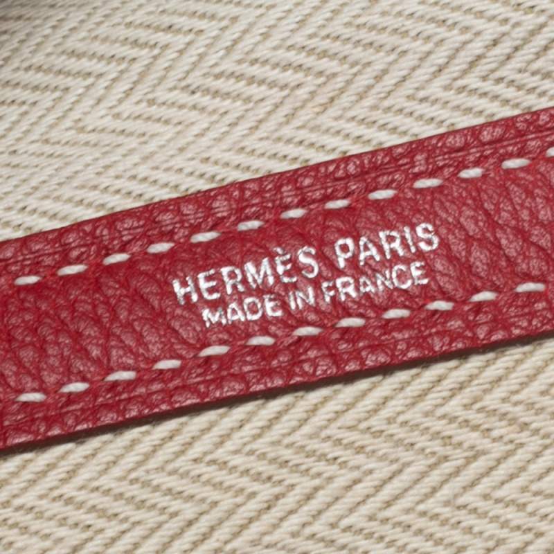 Hermès Garden Party 36 In Rouge Grenat Toile And Bougainvillier Negonda  Leather in Red