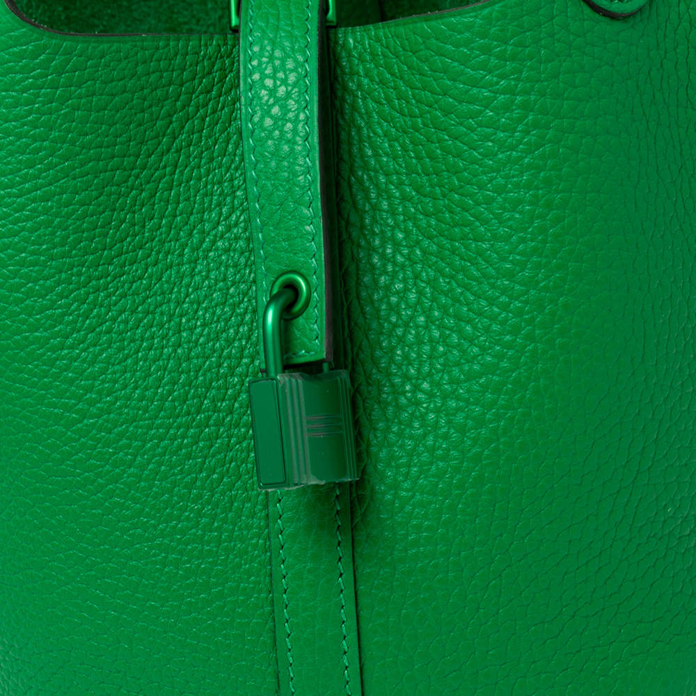 Hermes 31cm Gris Pearl Clemence Leather Picotin Lock TGM Bag