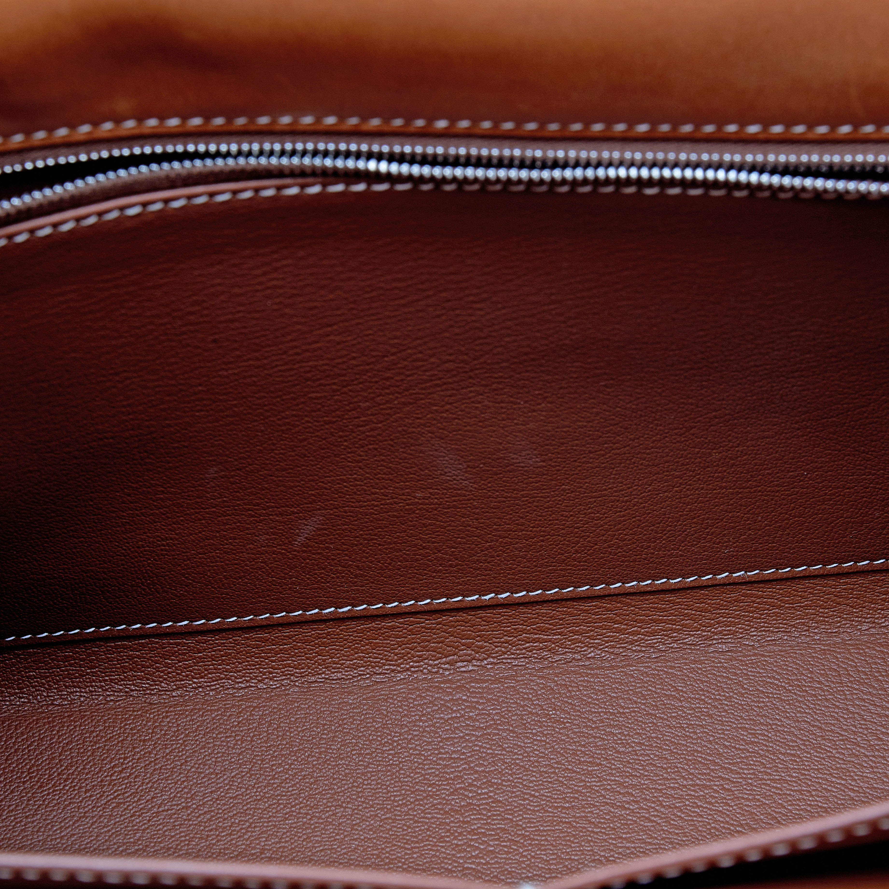Hermès Couvertures et Tenues de Jour Retourne Kelly 32cm of Fauve Barenia  Leather and Khaki Toile with Palladium Hardware, Handbags & Accessories  Online, Ecommerce Retail