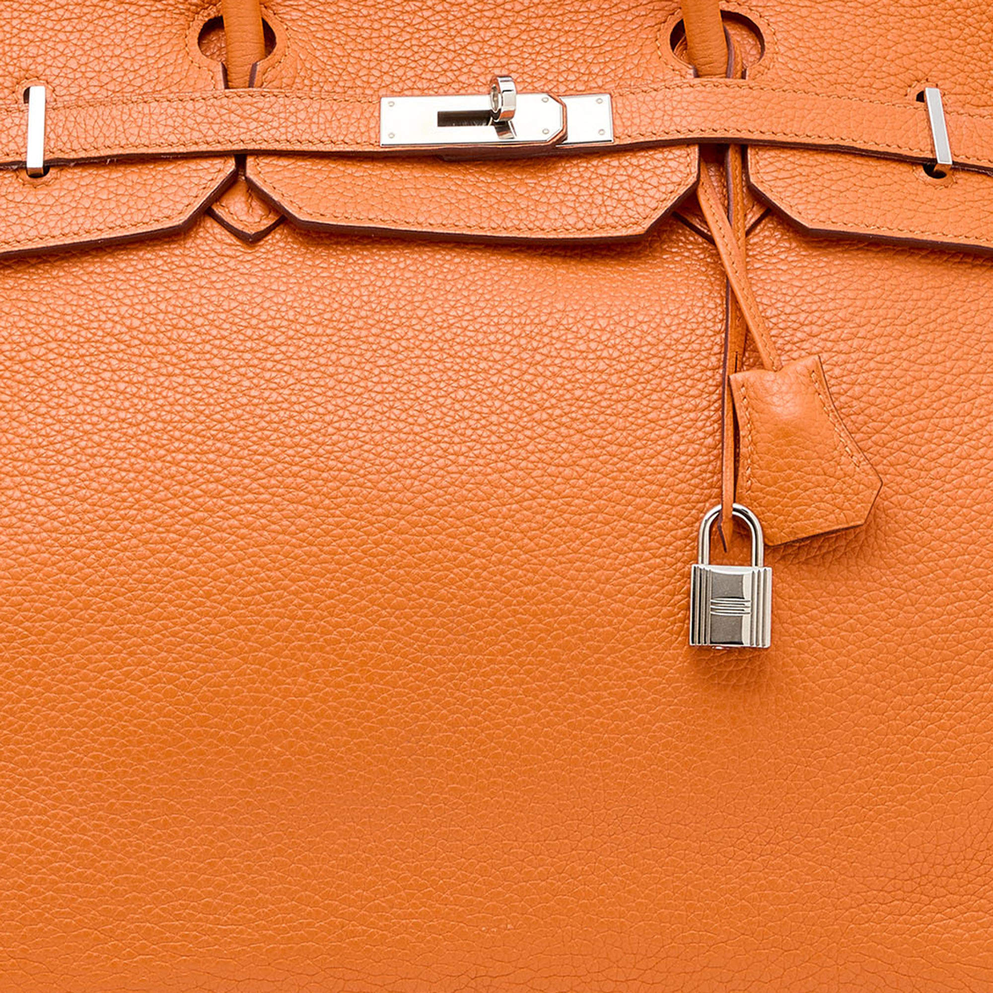 Hermès Orange Togo Leather Palladium Plated Birkin 40 Bag Hermes