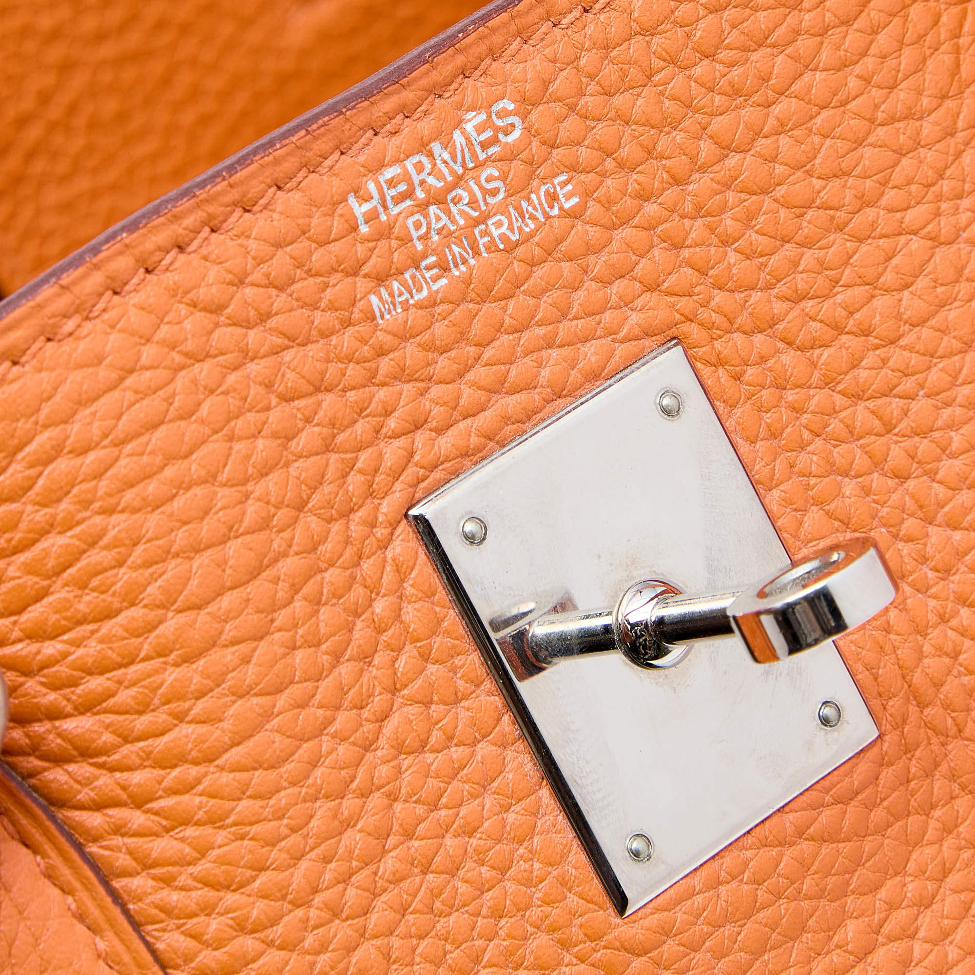 Hermès Orange Togo Leather Palladium Plated Birkin 40 Bag Hermes
