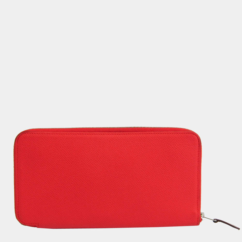 Pre Owned Hermes Azap Long Silk In Women's Epsom Leather Wallet (bi-fold) Red Col BF542300