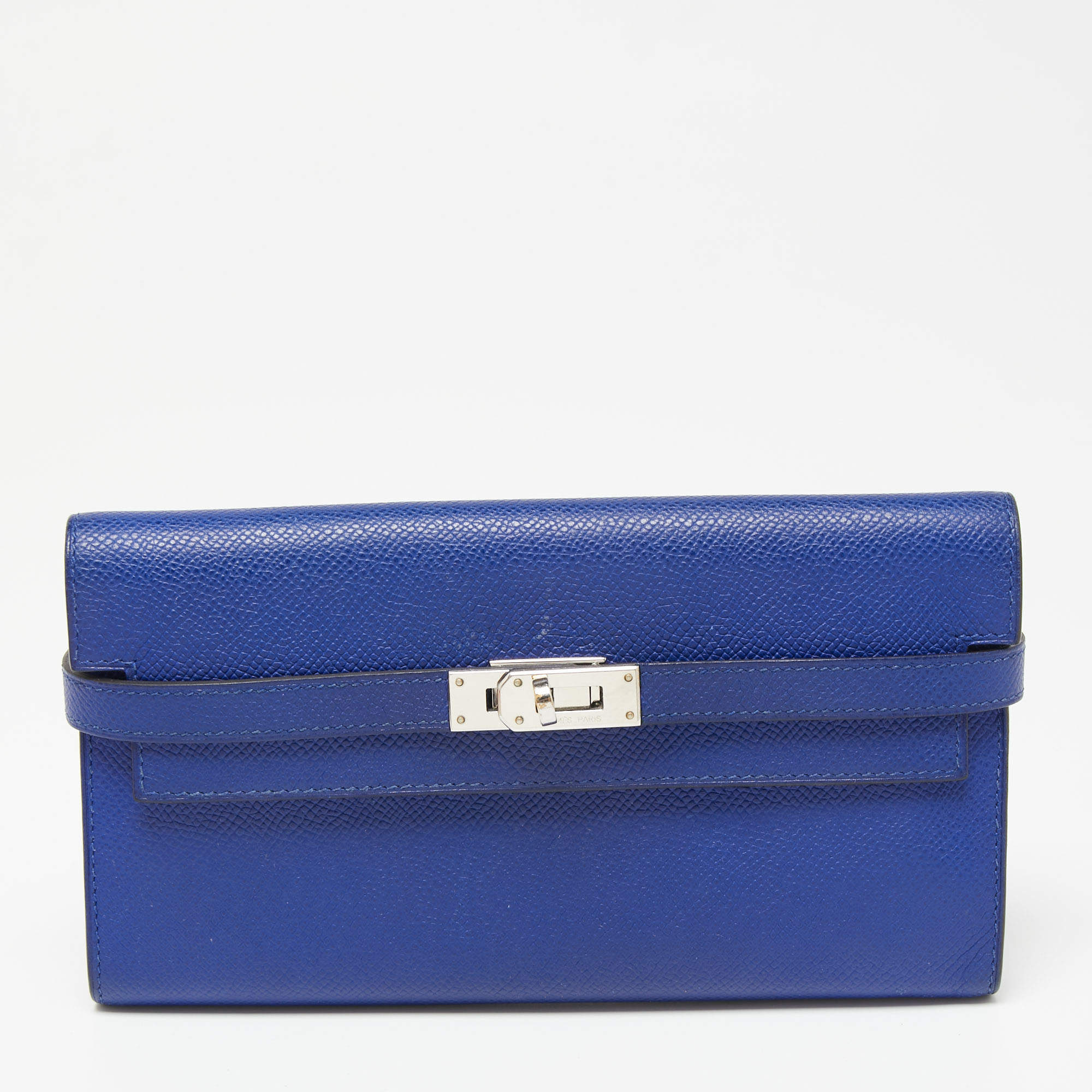 Hermes Blue Electric Epsom Leather Kelly Classic Wallet