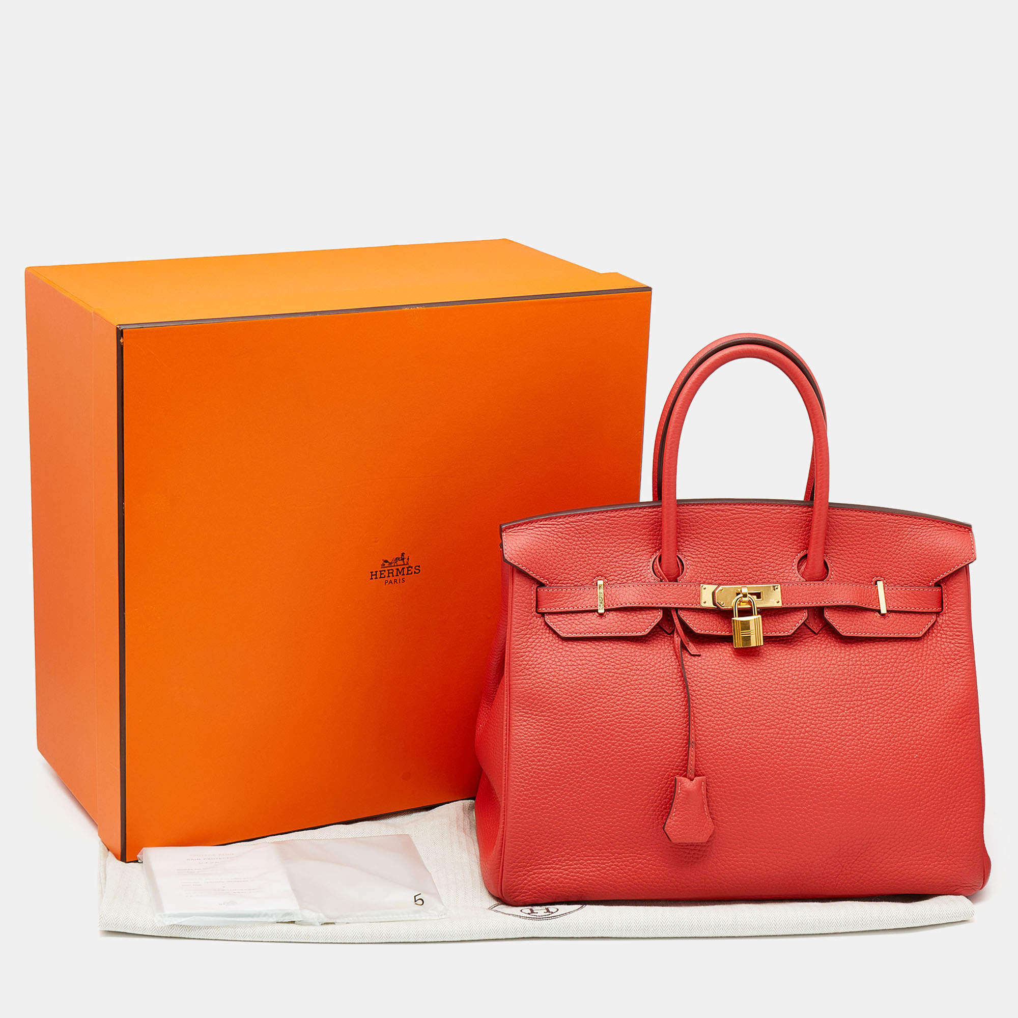 Hermès Rouge Pivoine Birkin 35cm of Clemence Leather with Gold Hardware, Handbags and Accessories Online, 2019