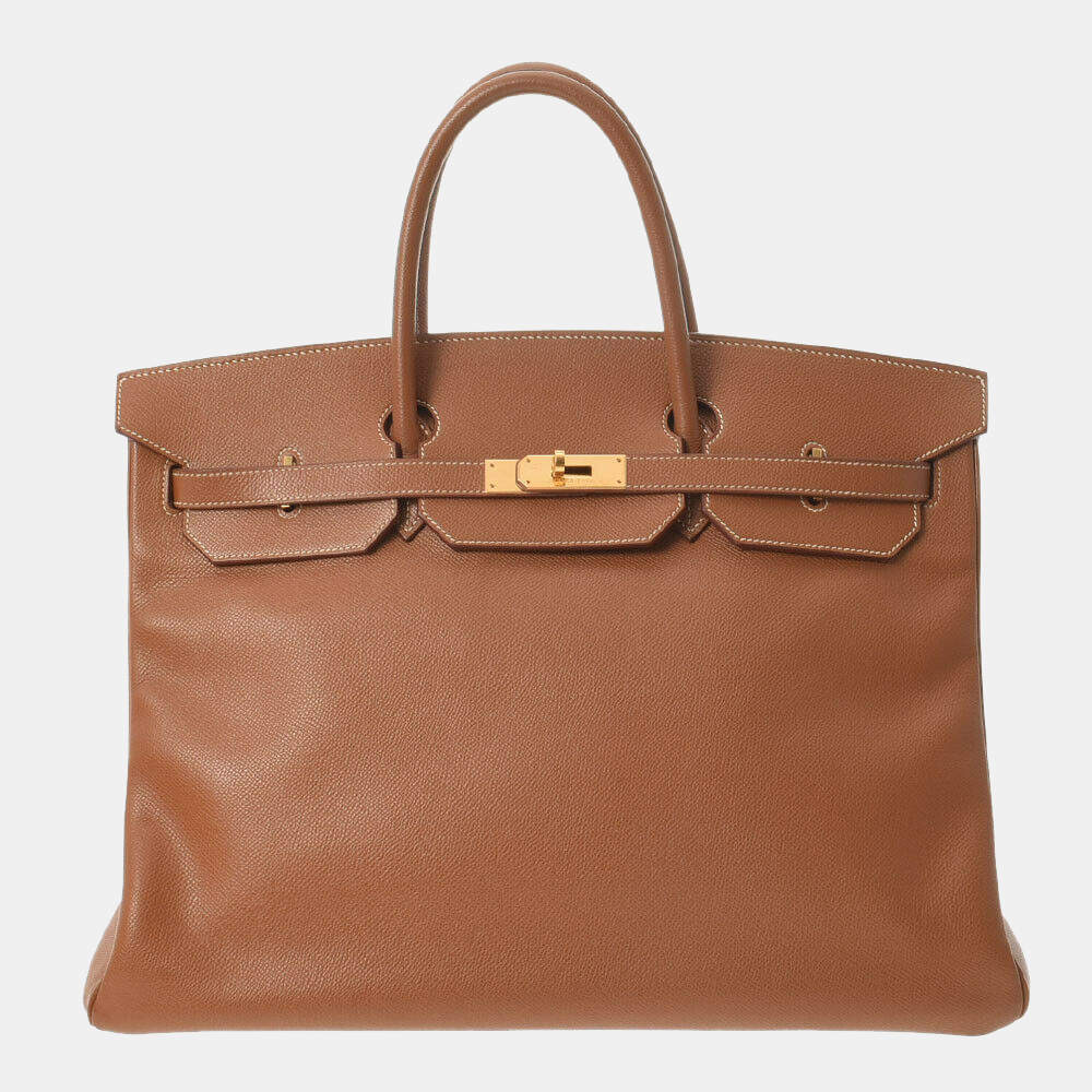 Hermes Brown Courchevel Leather Gold Hardware Birkin 40 Bag