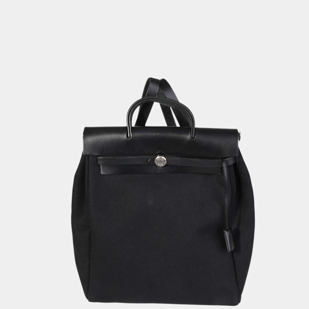 Hermes Black Toile & Vache Hunter Herbag Backpack BPHW