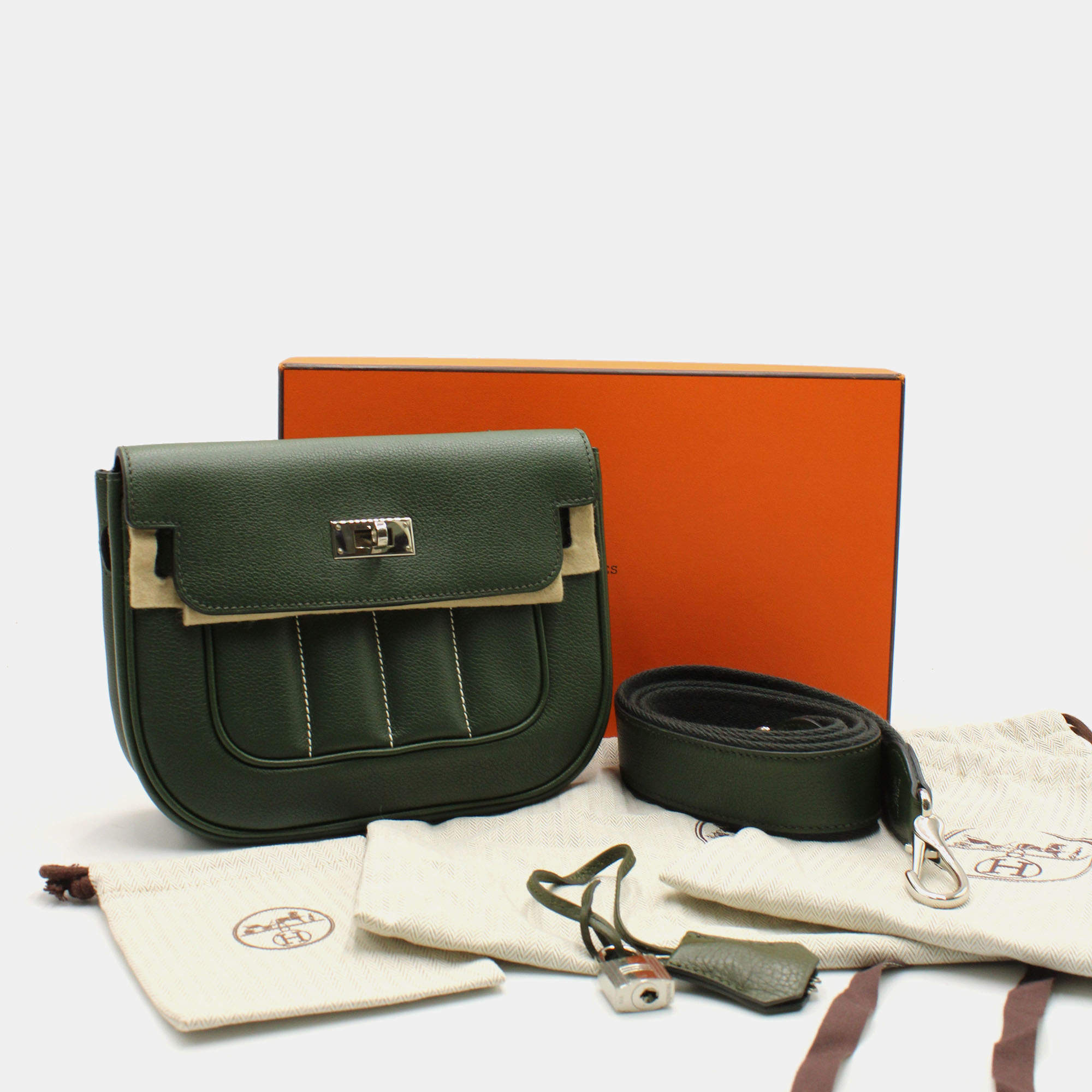 Hermes Green Evergreen Leather Berline 21 Mini Bag Hermes