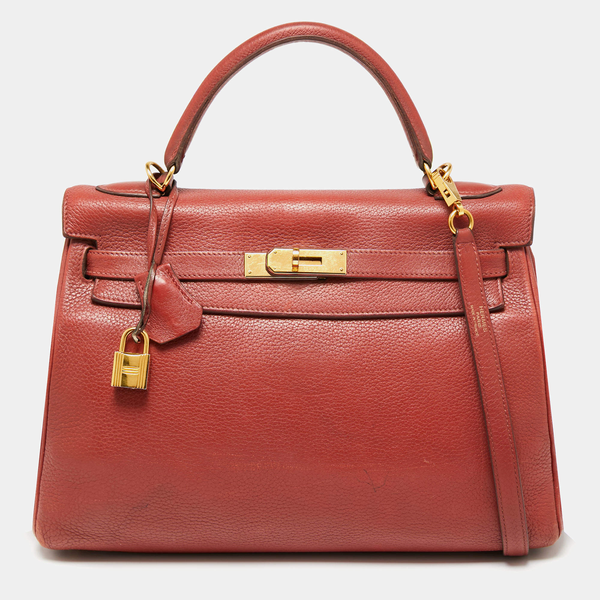 Hermes Sienne Togo Leather Gold Finish Retourne Kelly 32 Bag