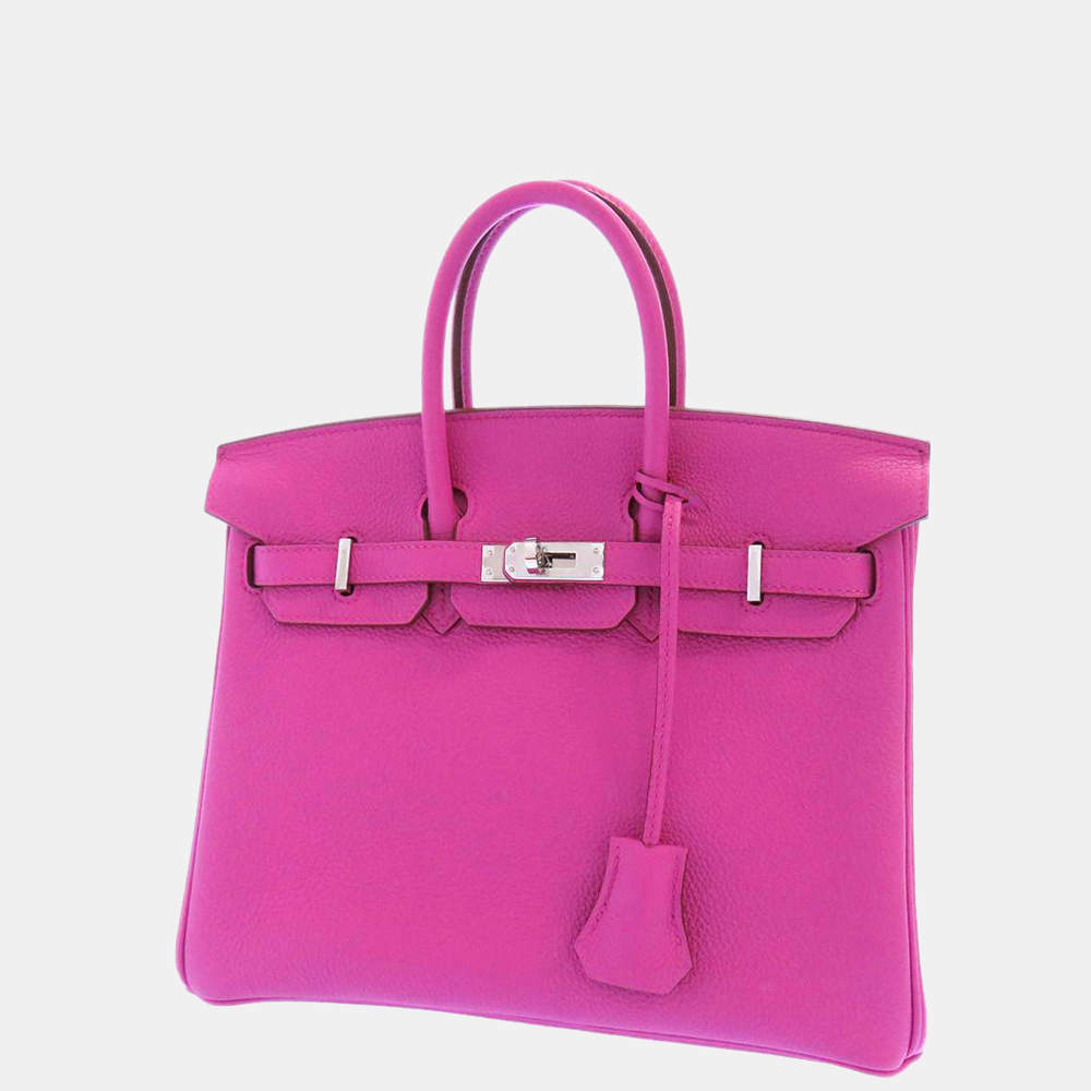 Hermes Pink Togo Leather Palladium Hardware Birkin 25 Bag 