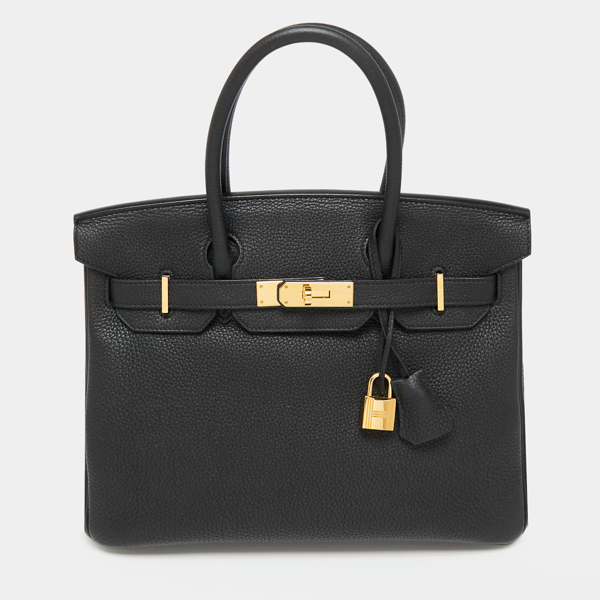 Hermes Black Togo Leather Gold Finish Birkin 30 Bag