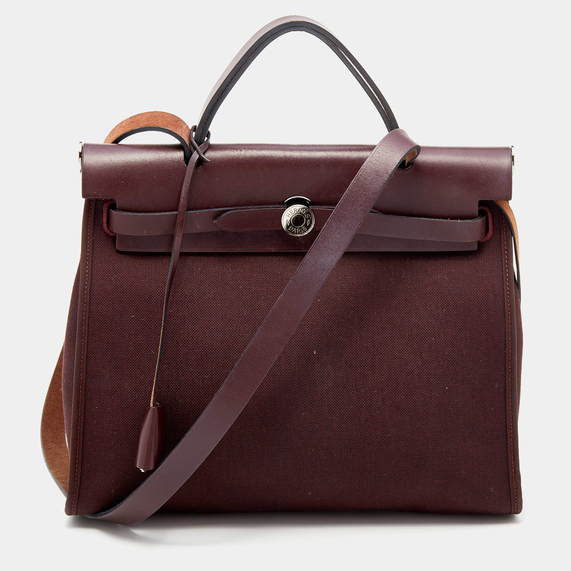 Pre Owned Hermes Rogue H Toil and Leather Herbag Zip 31 Bag