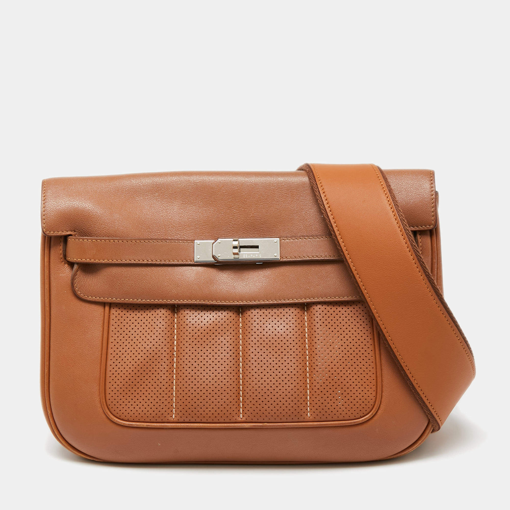 Pre Owned Hermes Gold Swift Leather Palladium Finish Berline Bag