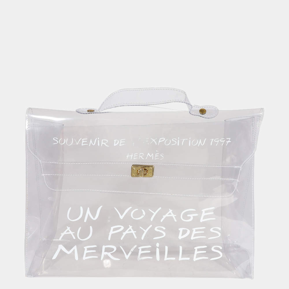 Hermes Clear Vinyl Souvenir De L'Exposition Kelly Bag